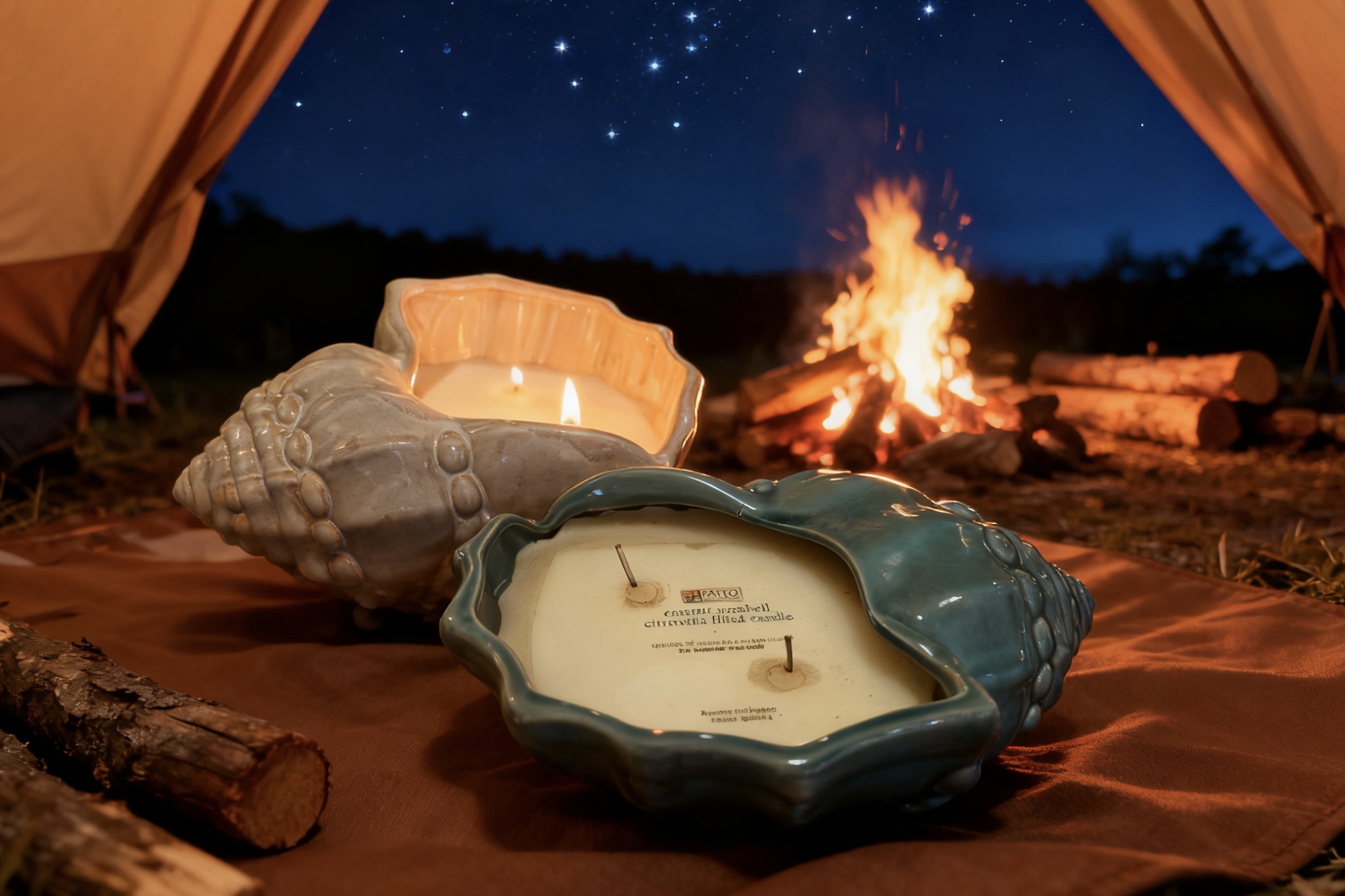 Large ceramic Conch Filled Candle